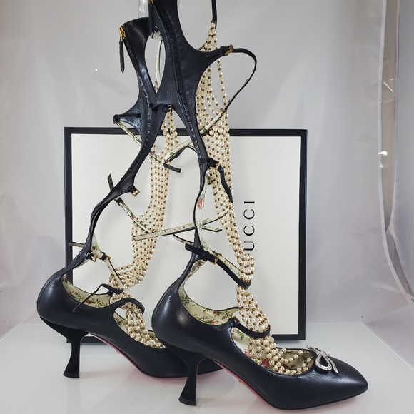 NWT$3400 Gucci Taide Pearlescent Caged Boot Pumps - Picture 7 of 16